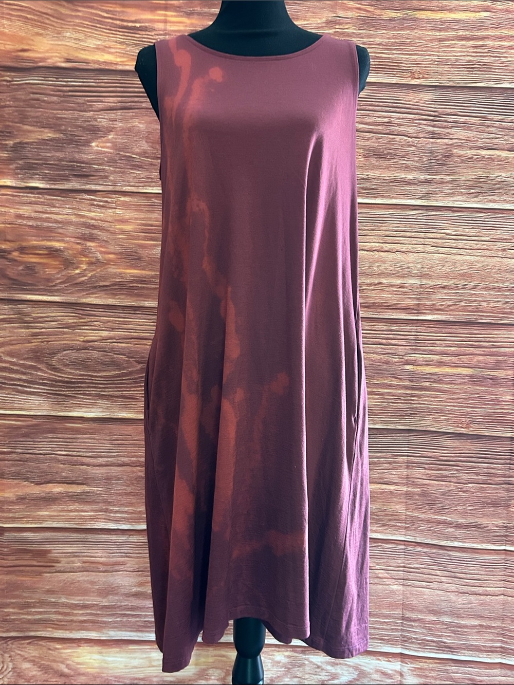 Wool& Sleeveless Wine Midi Swing Dress | Medium
